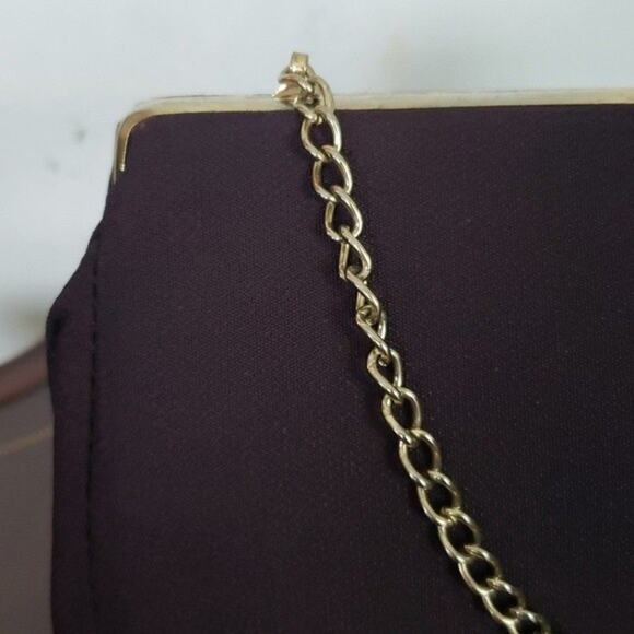 Vintage Luxe Clutch Evening Bag Gold Chain Wristlet Mob Wife Bling Black - Picture 4 of 7